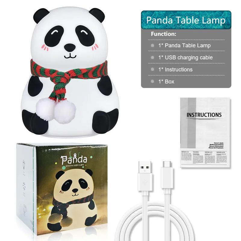 Cute Panda LED Night Light Rechargable